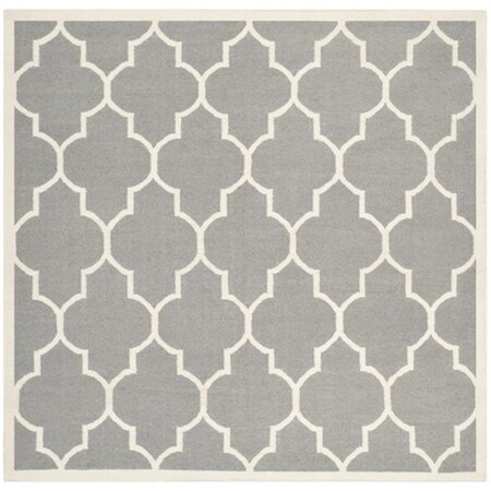 Safavieh Dhurries Hand Woven Flat Weave Square Rug- Grey - Ivory- 8 x 8 ft. DHU632B-8SQ